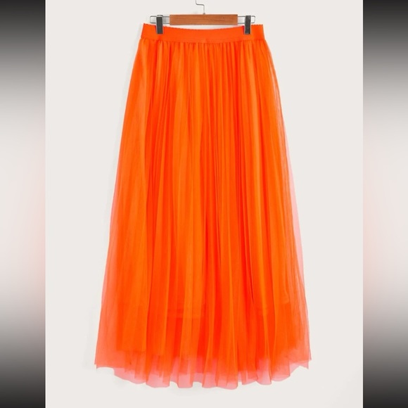 Boho khaki pleated mesh skirt - Picture 14 of 16